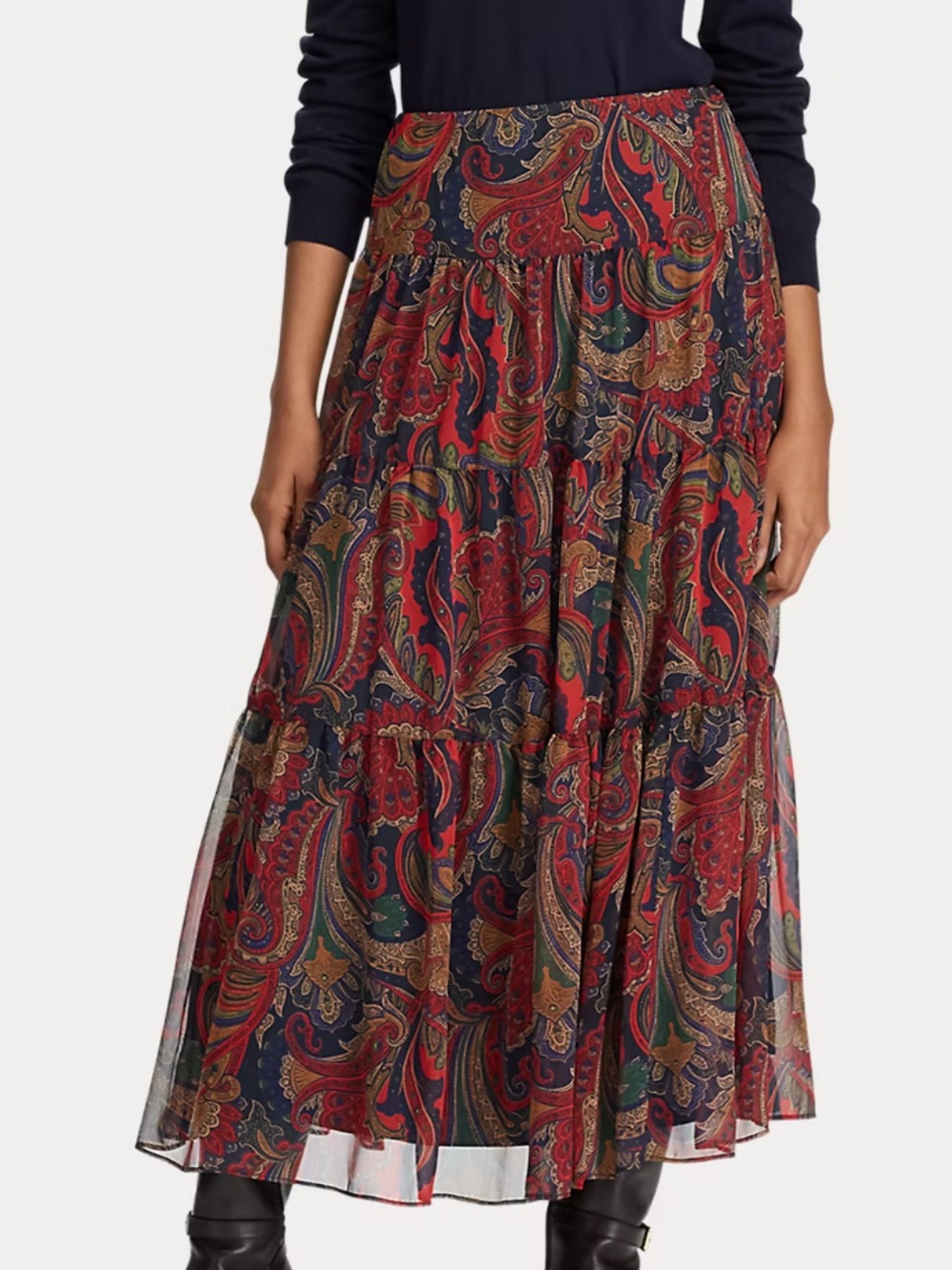 Lauren Ralph Lauren Paisley Tiered Maxi Skirt - Picture 1 of 7